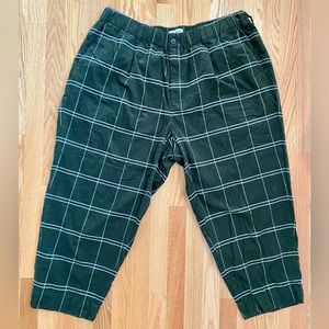 NWOT Madewell Corduroy Stripped Green Baggy Pants with Elastic Waist and Pockets